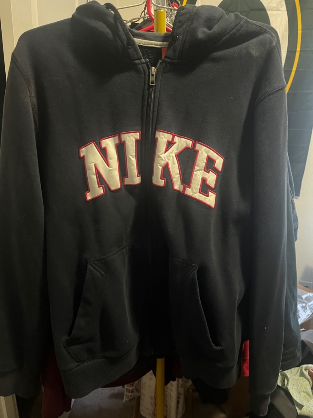 Nike Black Hoodie with White and Red Lettering